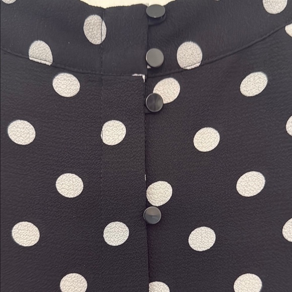 NEW CeCe Button-Front A-Line Midi Skirt Black and White Polka Dots - Picture 3 of 7